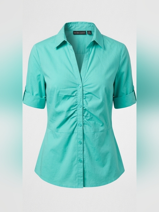 New York & Company Tops - New York & Company Aqua Button Down Shirt